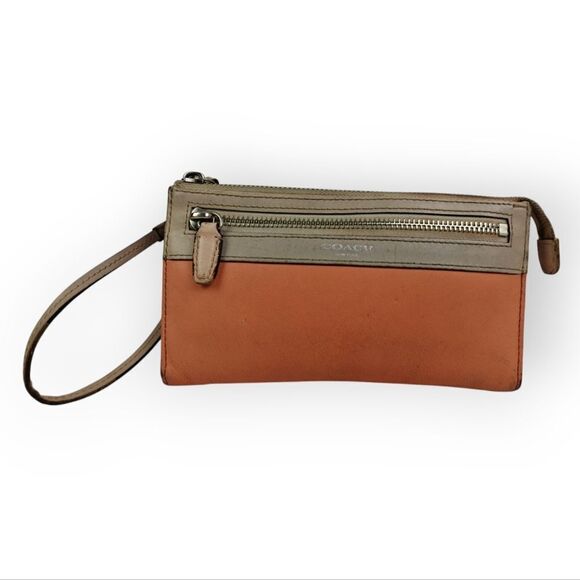 Coach Colorblock Orange and Grey Wristlet with Callouts - Picture 5 of 10